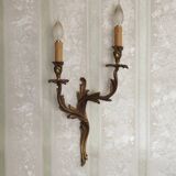 Applique deux feux en bronze à décor de feuilles d'acanthe