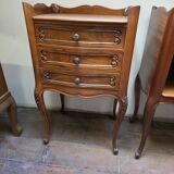 Pair of Louis XV style bedside tables in solid cherry wood