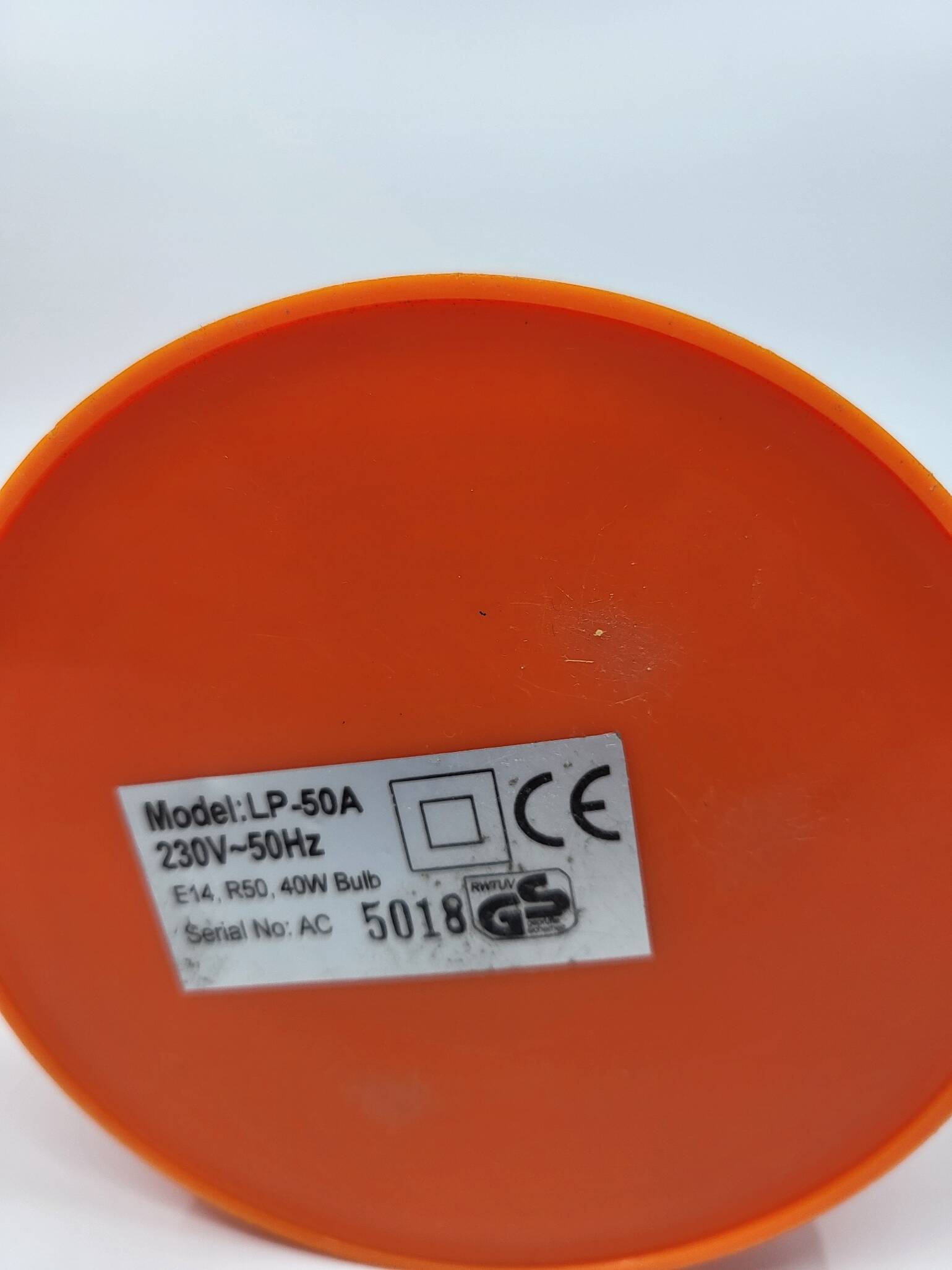 Designer lamp in orange plastic Space Age Vintage 1970 Vintage set of 2