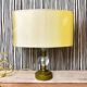 Mid century brass table lamp with silk cream oval lampshade 1960s