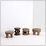 4 tabourets africains en bois sculpté