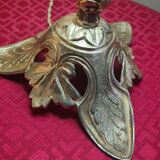 Antique art nouveau bronze lamp with glass shade in tiffany style 44x20