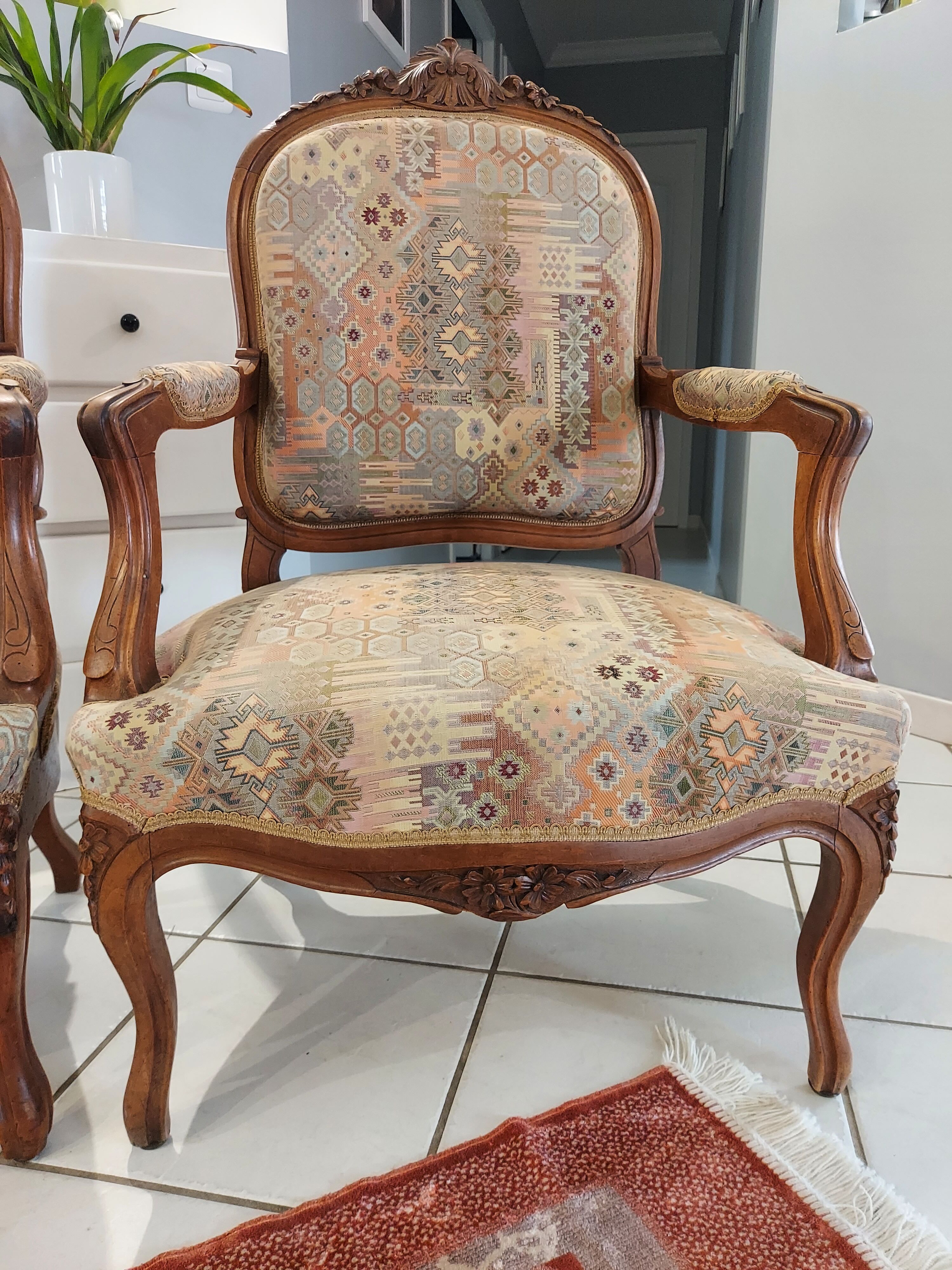 Pair of Louis XV rocaille armchairs