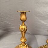 Antique Pair of Gilded Candle Holders Rocaille Rococo Louis XV Torchères