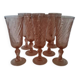 8 Rosaline Luminarc champagne flutes from the 1970s.