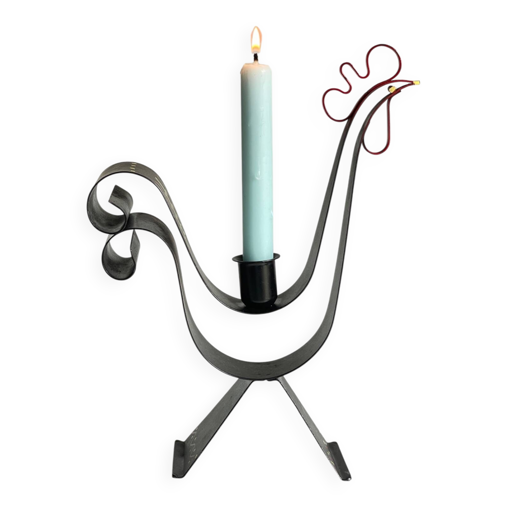 Metal candle holder rooster shape sweden vintage