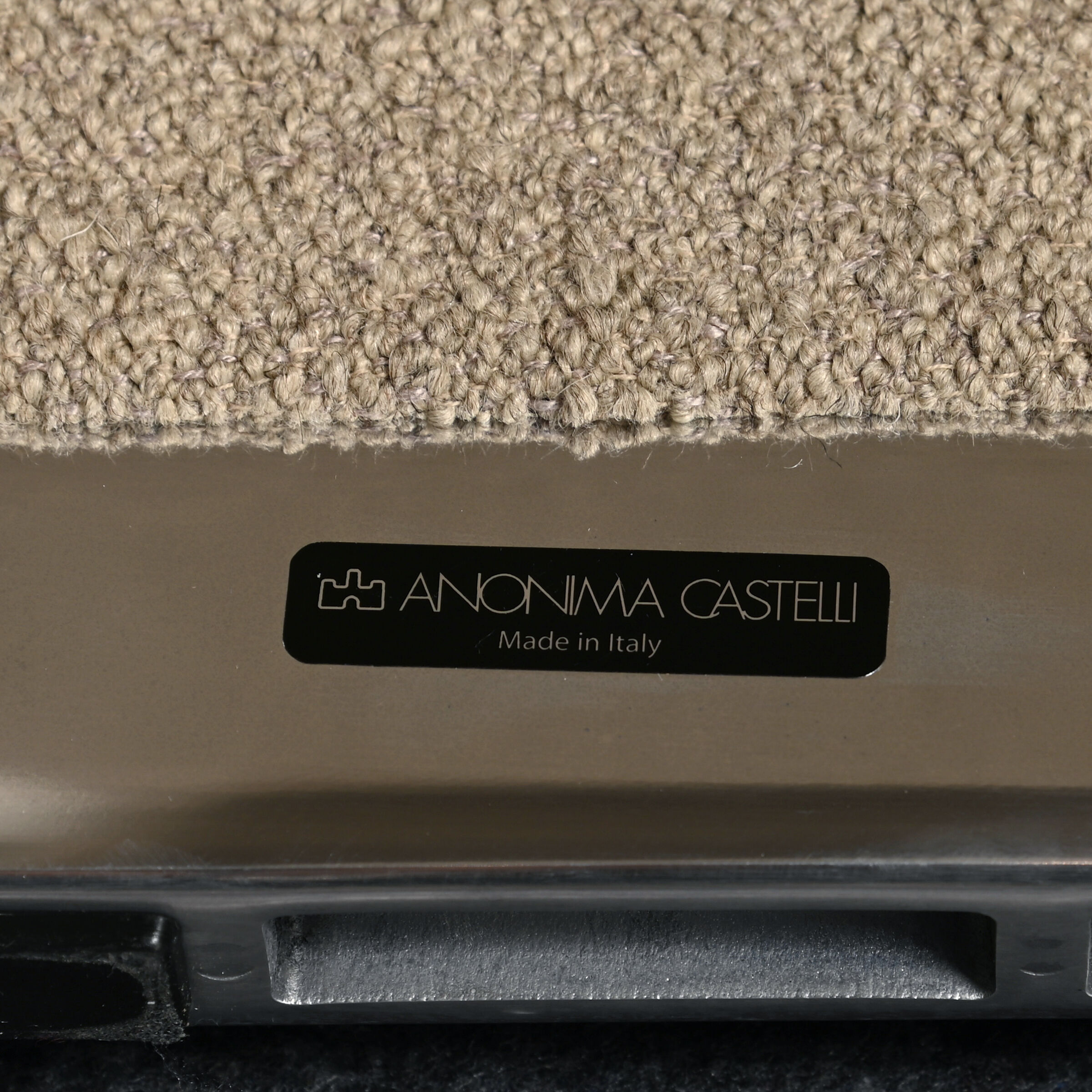 Giancarlo Piretti Alky Lounge Chairs in stone grey Bouclé Wool, Anonima Castelli