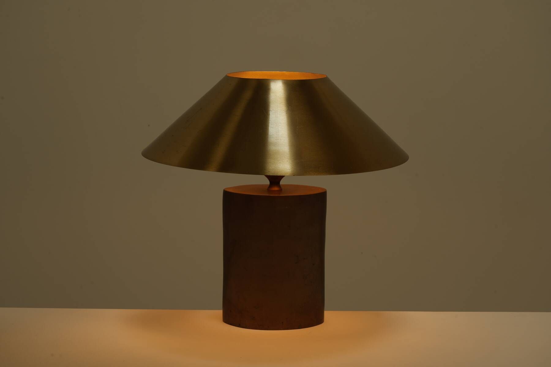 Patinated lamp in bronze and gilded steel circa 1990
