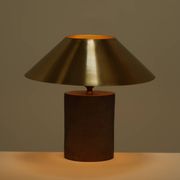 Lampe patinée en bronze et acier doré circa 1990