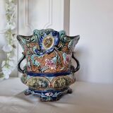 Antique ceramic macetero Barbotines Onnaing Siglo XIX Art Nouveau