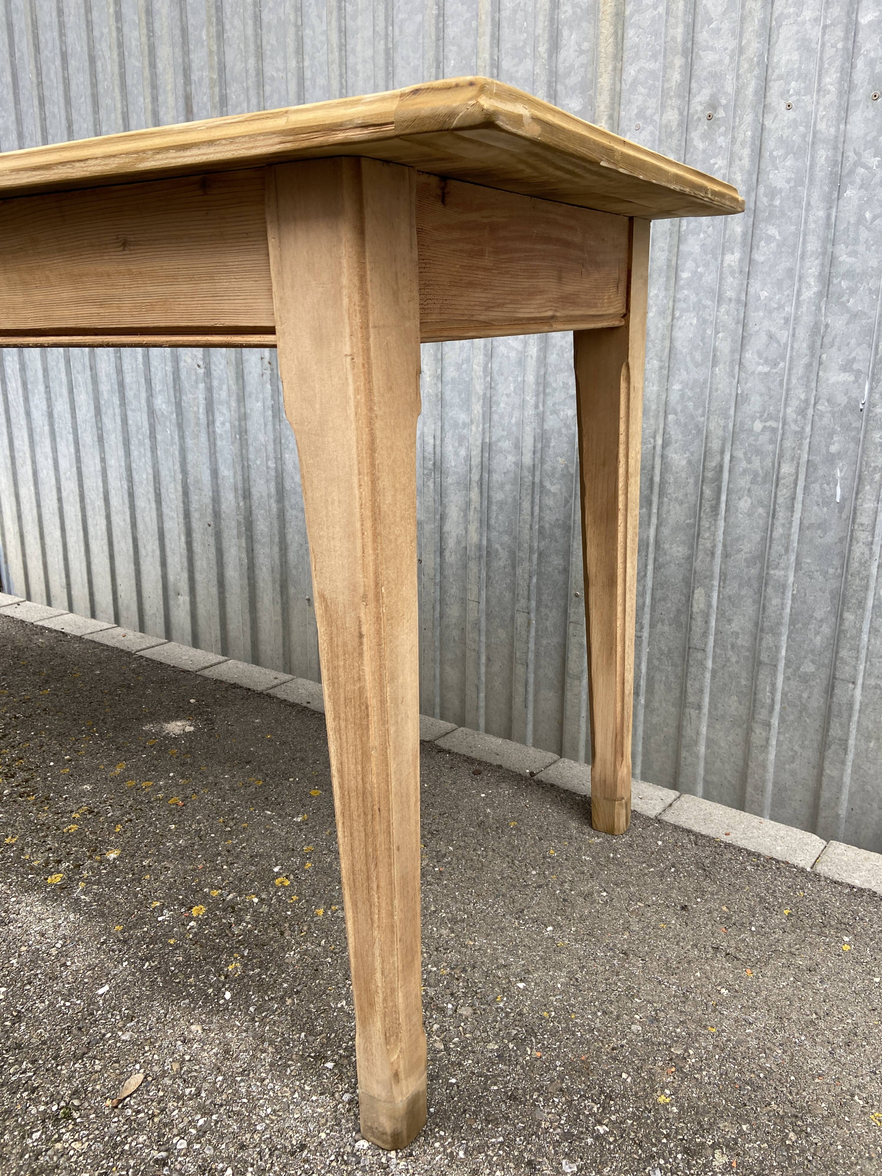 large farm table 185 cm in raw natural fir wood