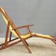 Chilean duo vintage wooden deckchairs with footrest