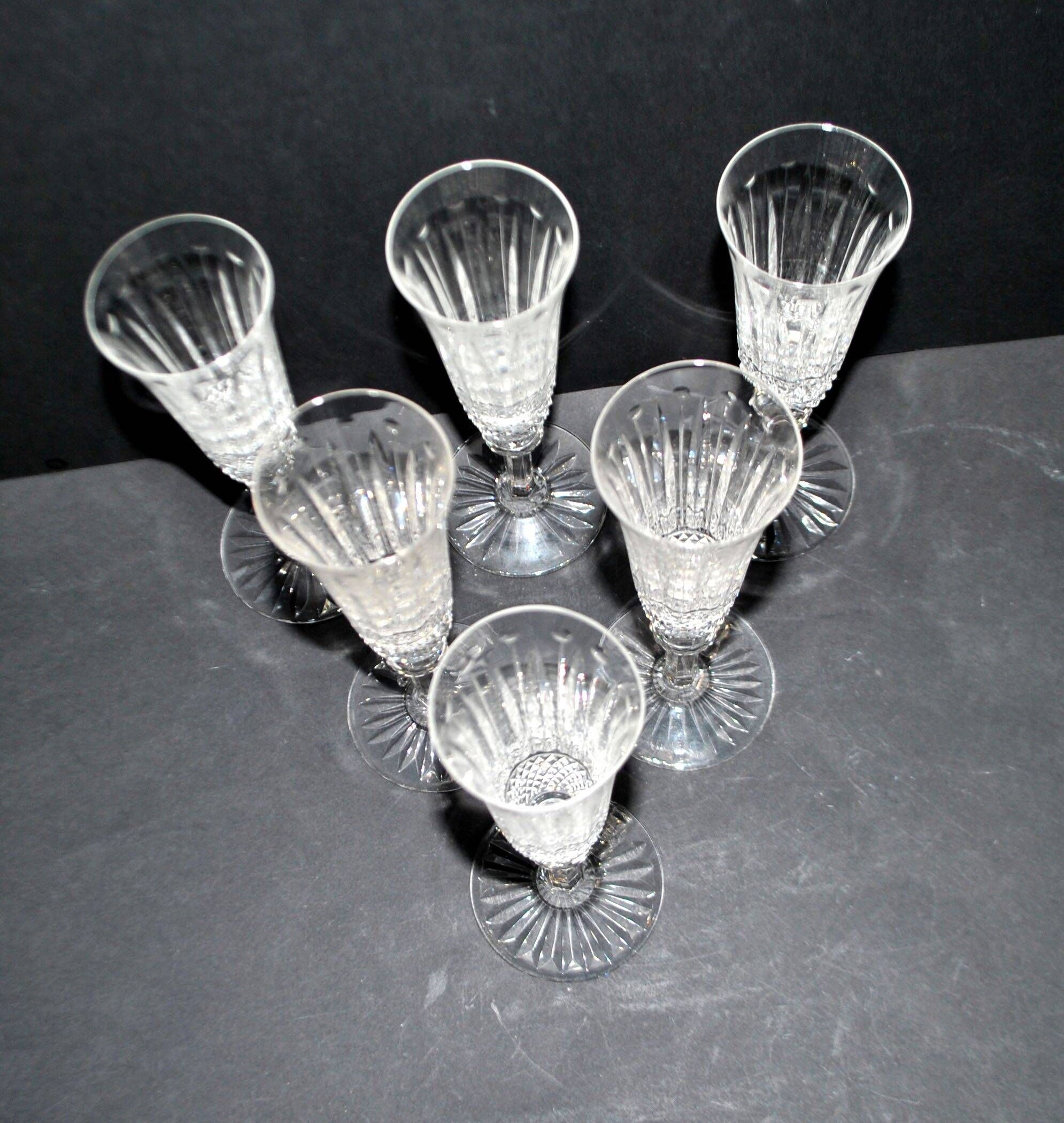 Saint-Louis set of 6 Tommy cut crystal champagne flutes signed H18.5