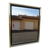 Brass and plexiglass mirror, 80s design