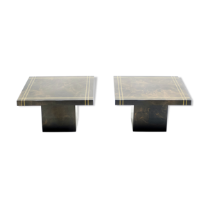 Paire bouts de canapé laqués laiton Guy Lefevre pour Ligne Roset 1970