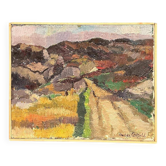 Original Mid Century Swedish Oil On Panel – Landscape By Helge Cardell – Vintage & Framed Approx. 40 × 50 Cm (15.7" × 19.7")