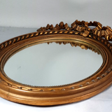 Miroir ovale cadre ancien style Louis XVI bois stuc doré d'origine 58x40 cm