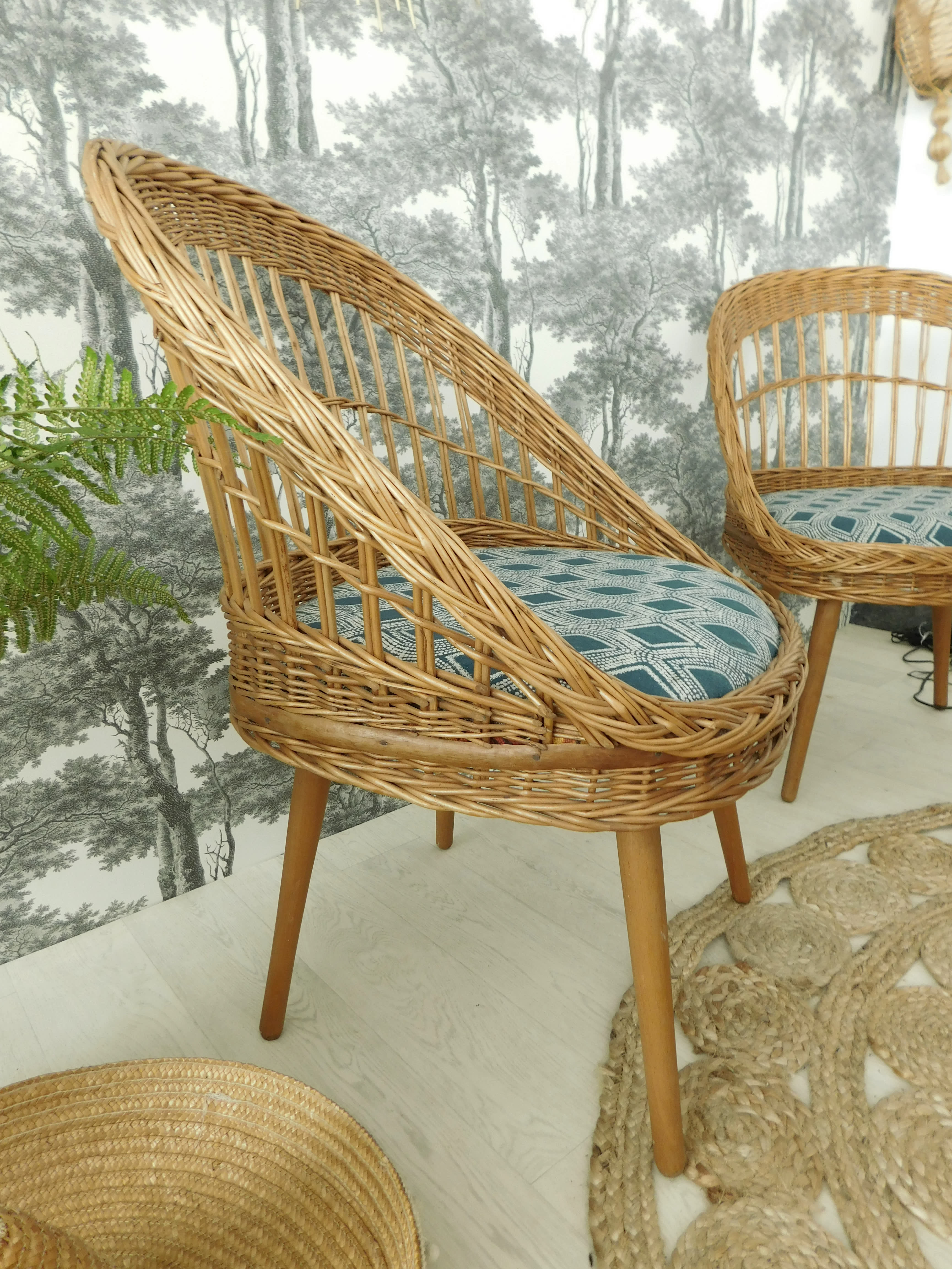 Lounge set in rattan 70s