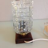 Lamp bedside vintage cut glass and wood base