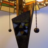 Tiffany art deco bronze lamp and stained glass