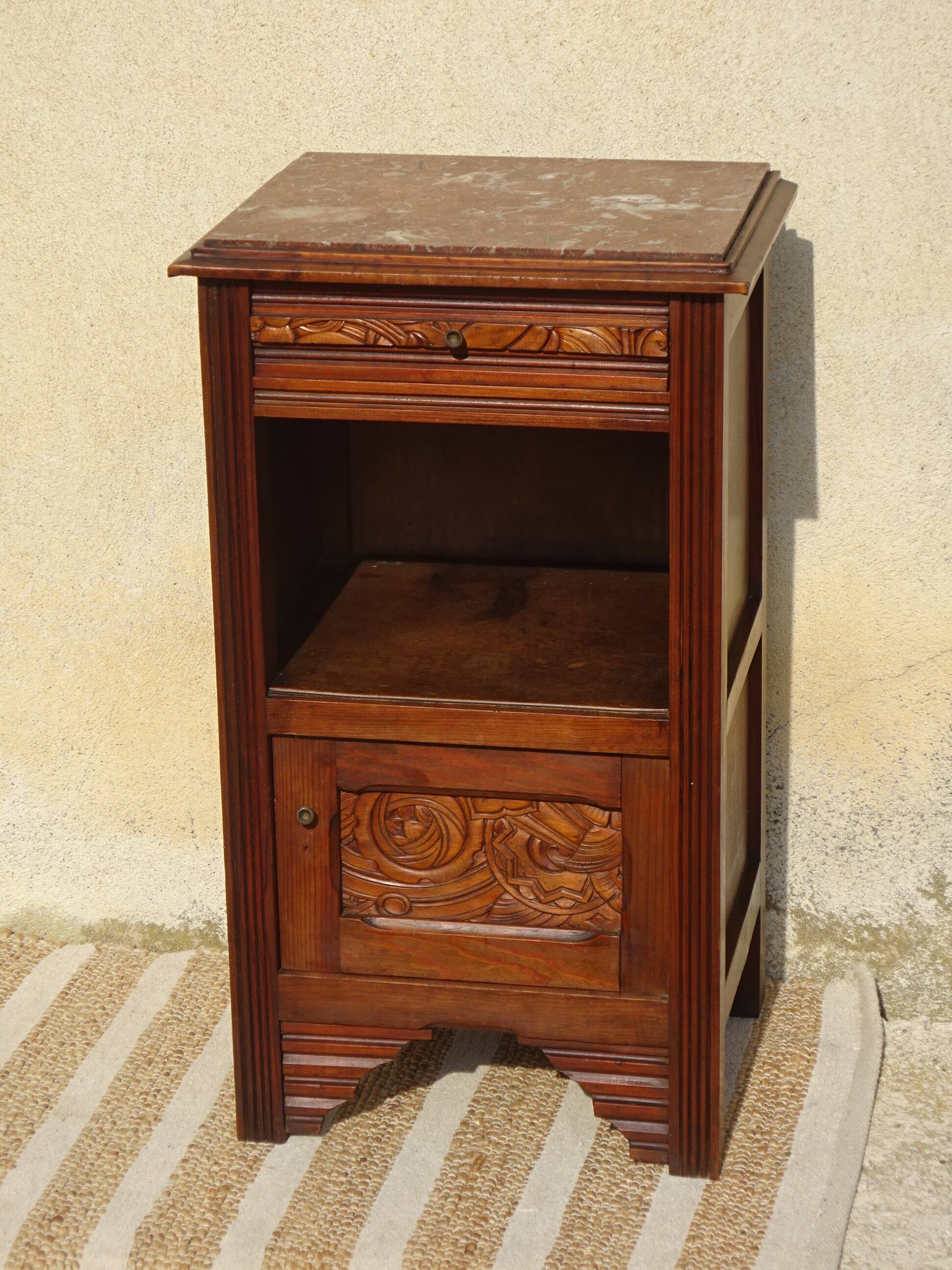 Art Deco period bedside table with marble top