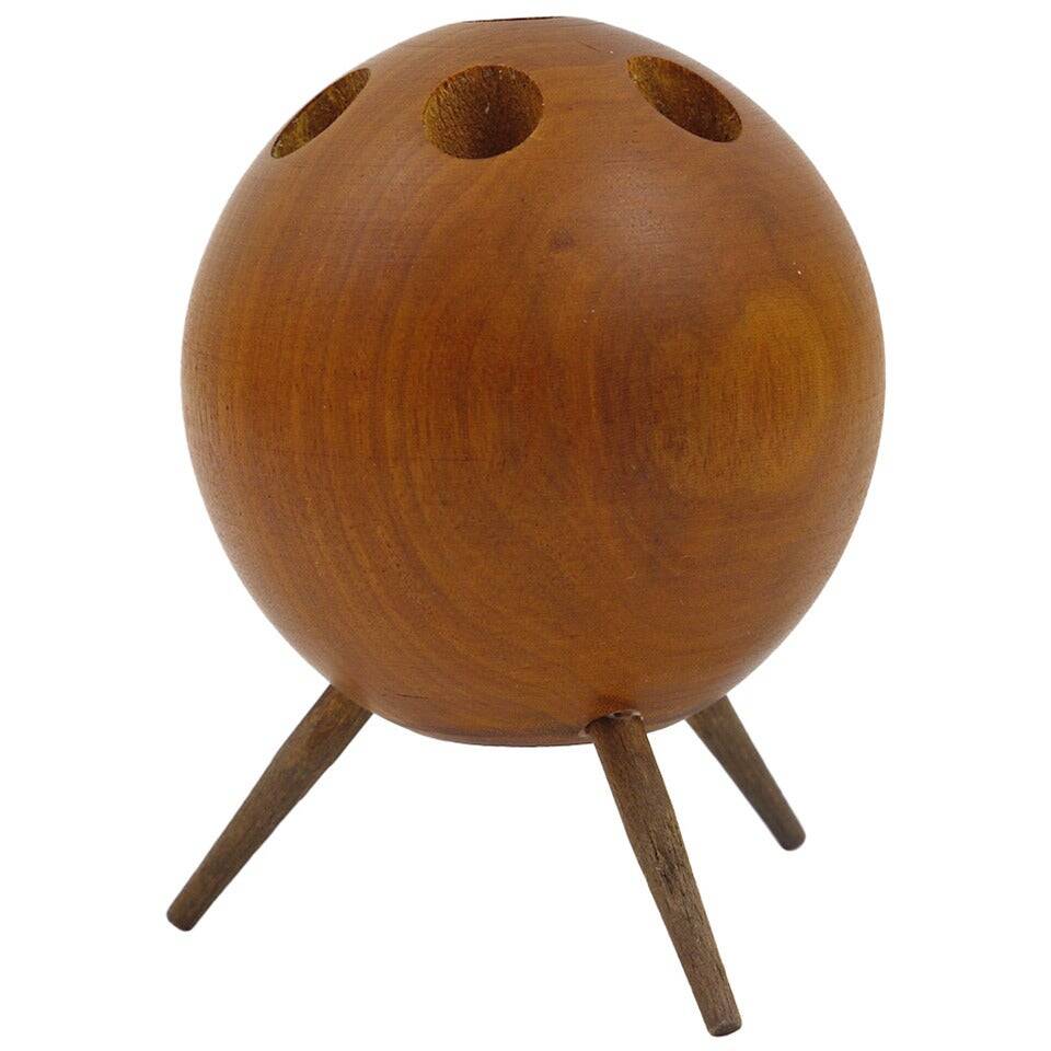 Chandelier Carl Aubock Ball Tripod in Walnut, Austria 1950s