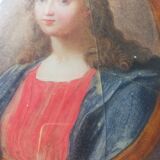 Ancient painting on glass depicting a female figure XVlll century