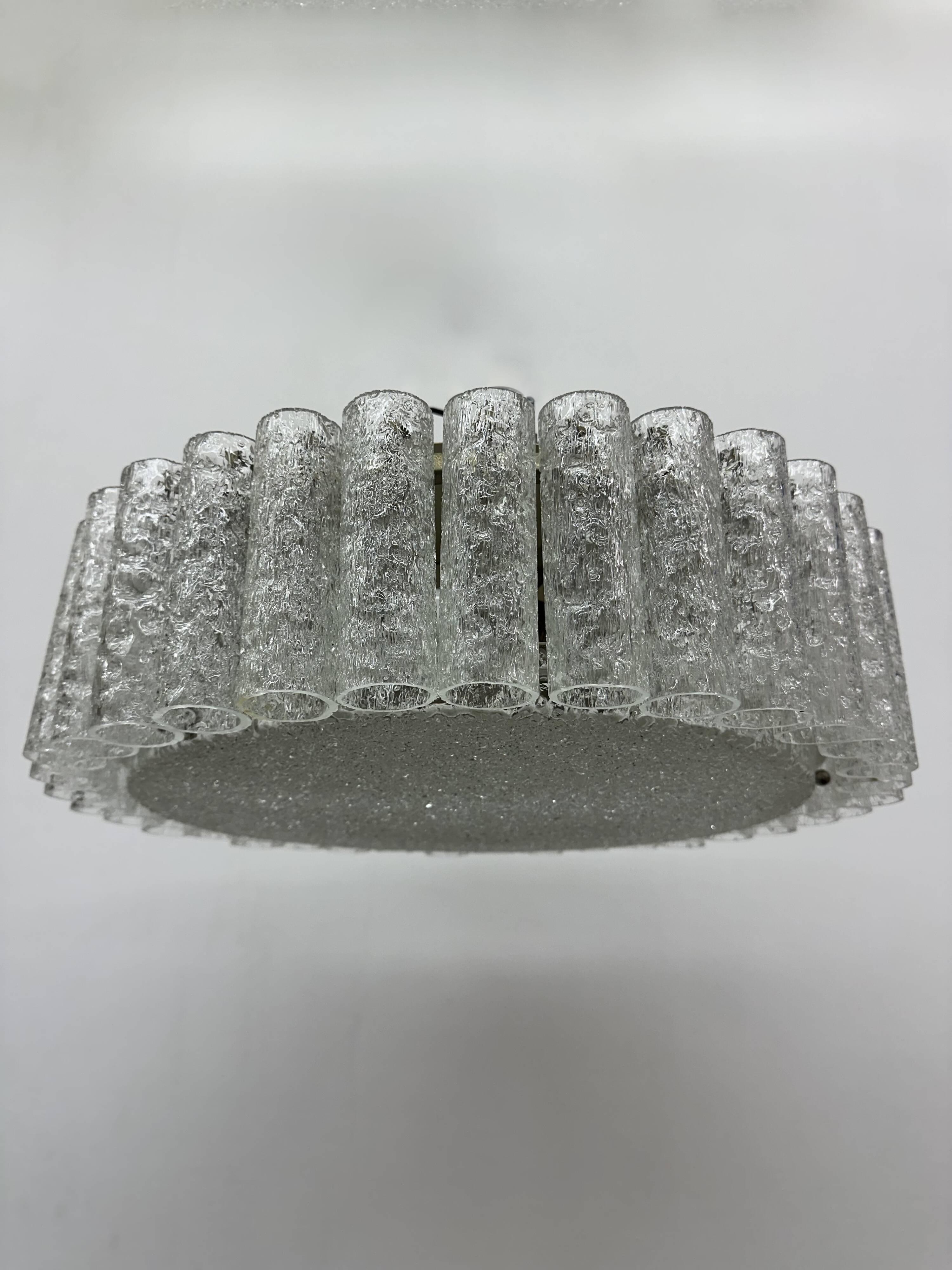 Glass Tubes Chandelier Flush mount from Doria Leuchten, 1960s