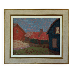 Peinture vintage paysage - toile