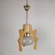 Suspension bois et verre Murano années 1980