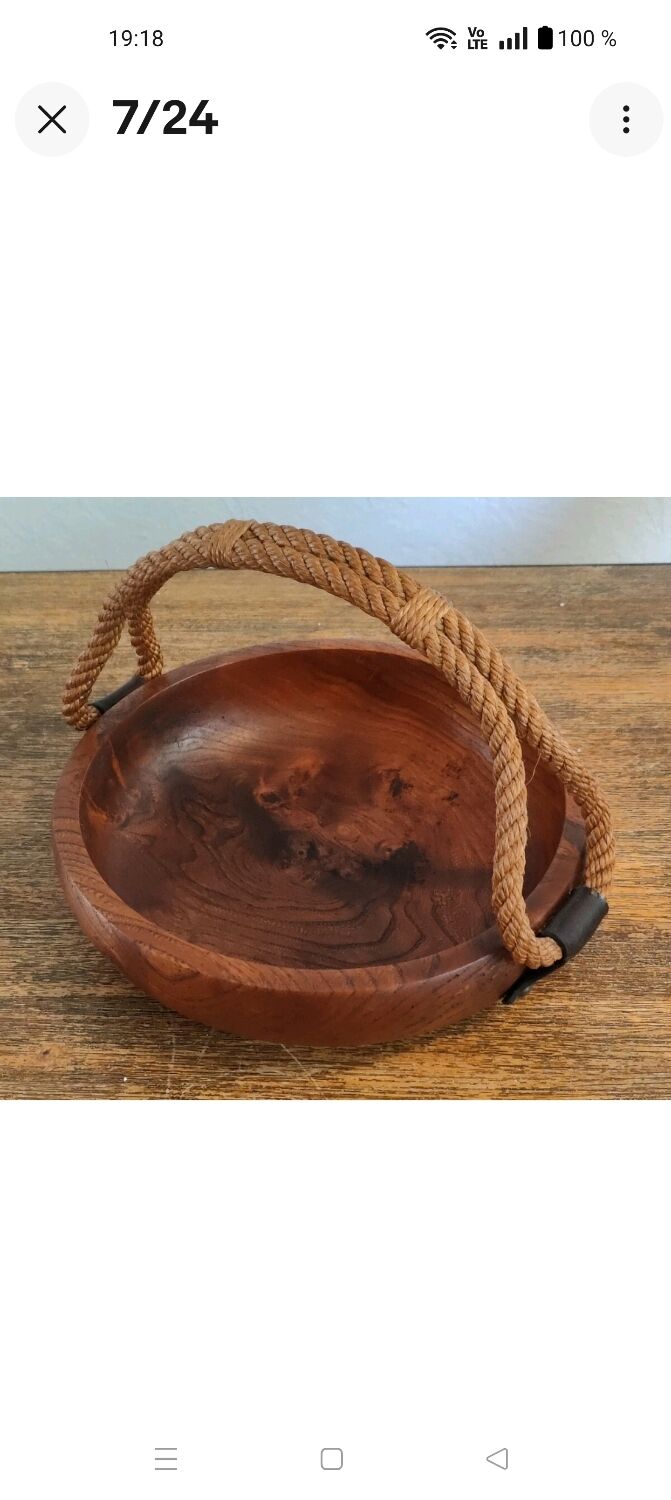 Adrien Audoux and Frida Minet rare basket in solid oak and rope