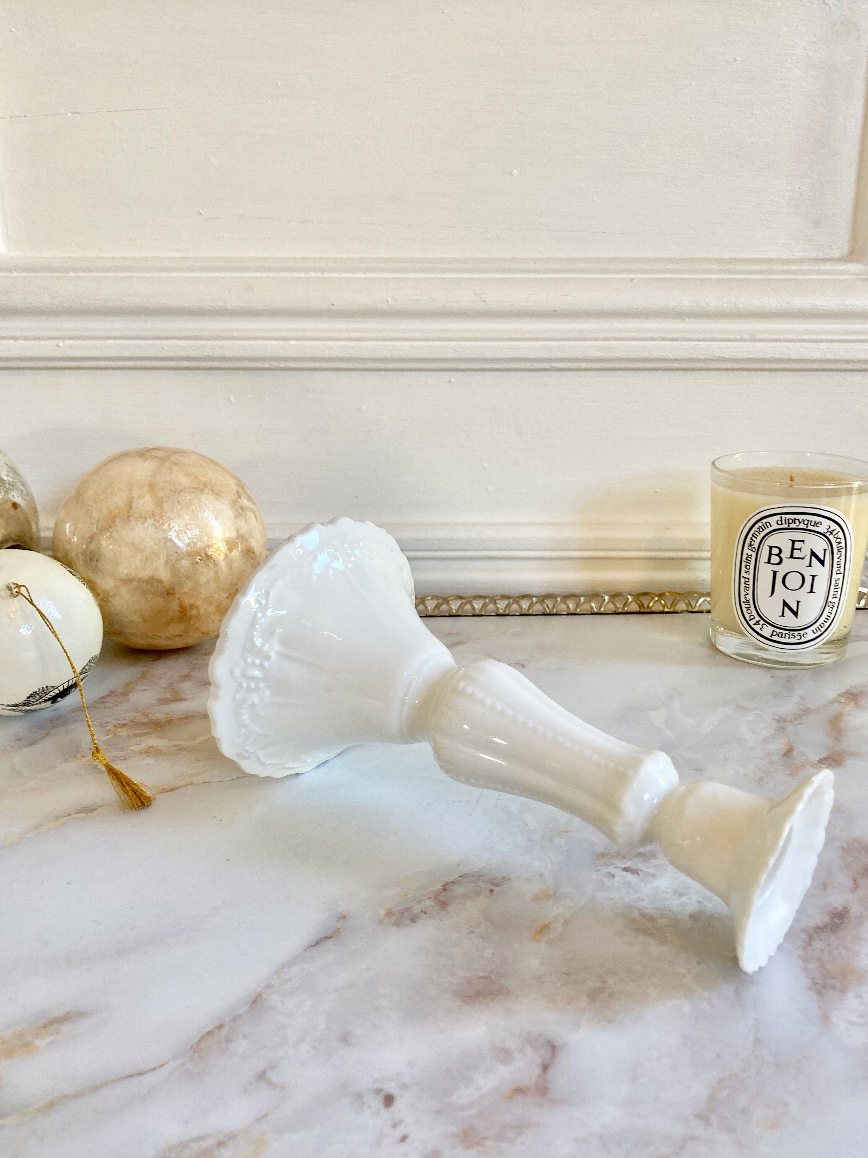 Antique porcelain candle holder