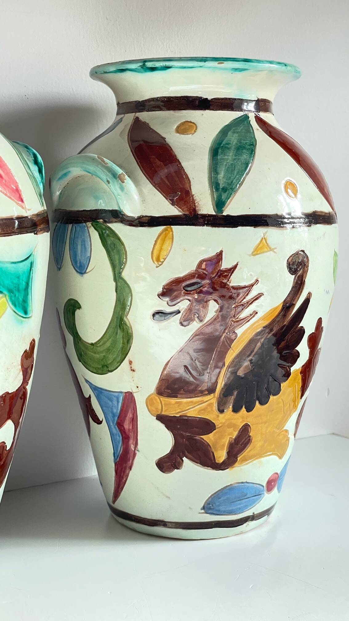 Vases vintage italy motif dragon