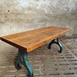Industrial dining table oak on cast iron legs