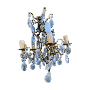 lustre cage bronze pampilles
