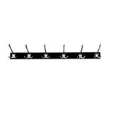Vintage wall coat rack in wood and black Skai - 6 coat hooks