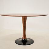 1969s beech round dining table, Czechoslovakia