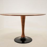 1969s beech round dining table, Czechoslovakia