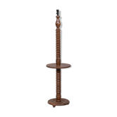Art deco french turned oak floor lamp