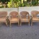 Rattan and woven wicker armchair in vintage bohemian style