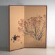 Ancient Japanese folding screen with two panels on a gold background – Japan, circa 1920
