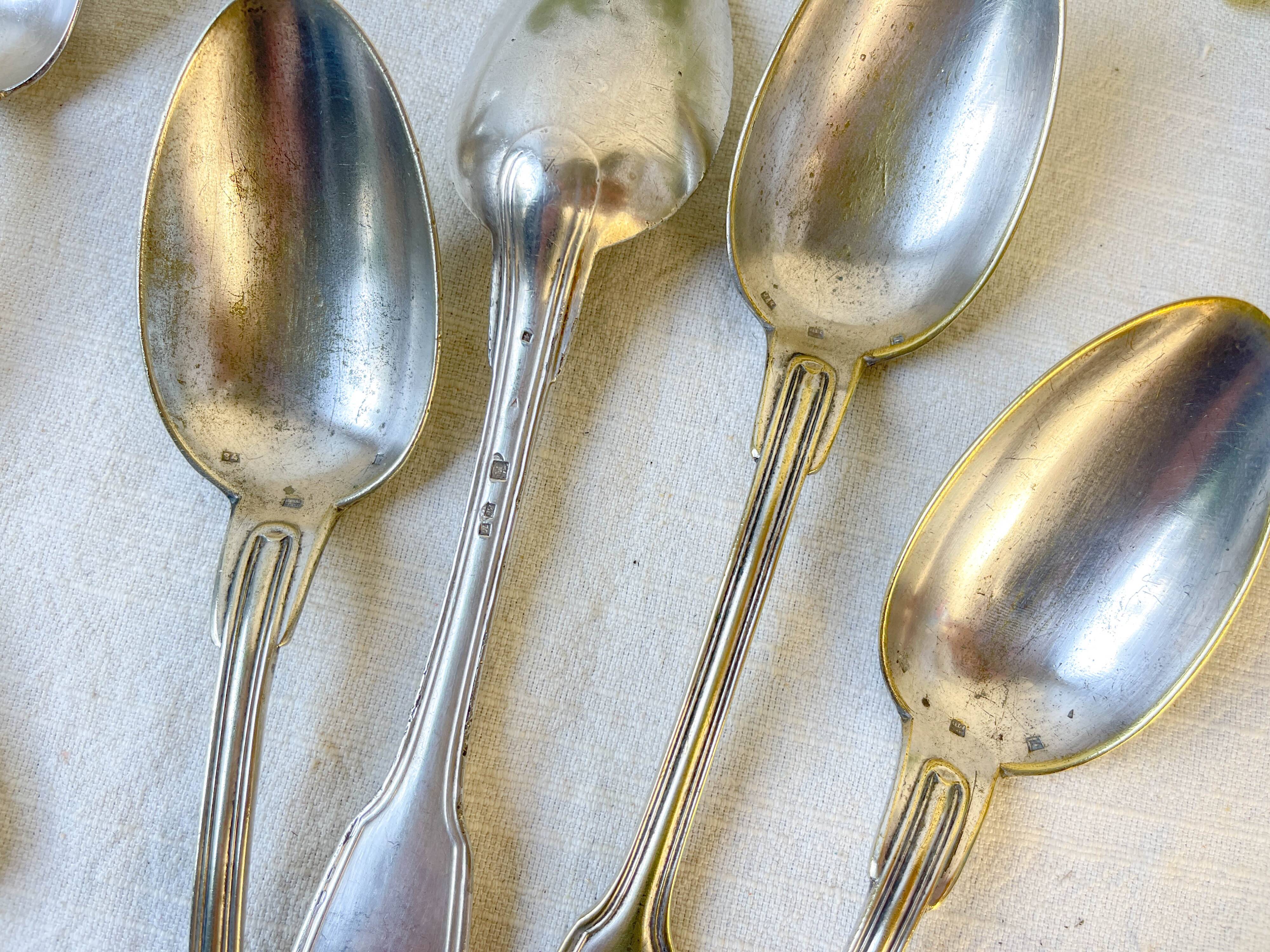Set of 8 vintage silver plated soup spoons