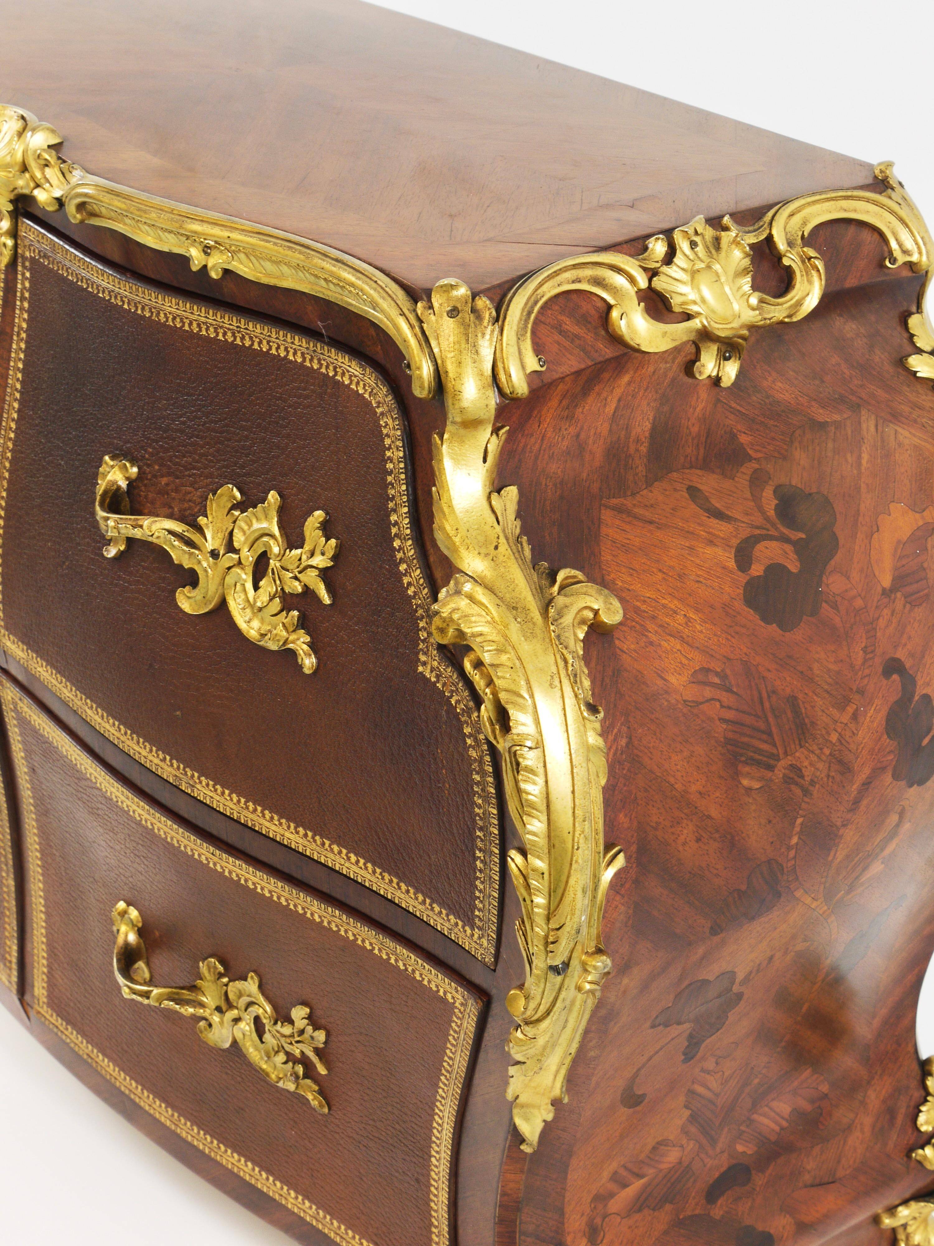 G. Durand Louis XV Bombe Commode, Marquetry, Gilt Bronze, 1880, Paris, France
