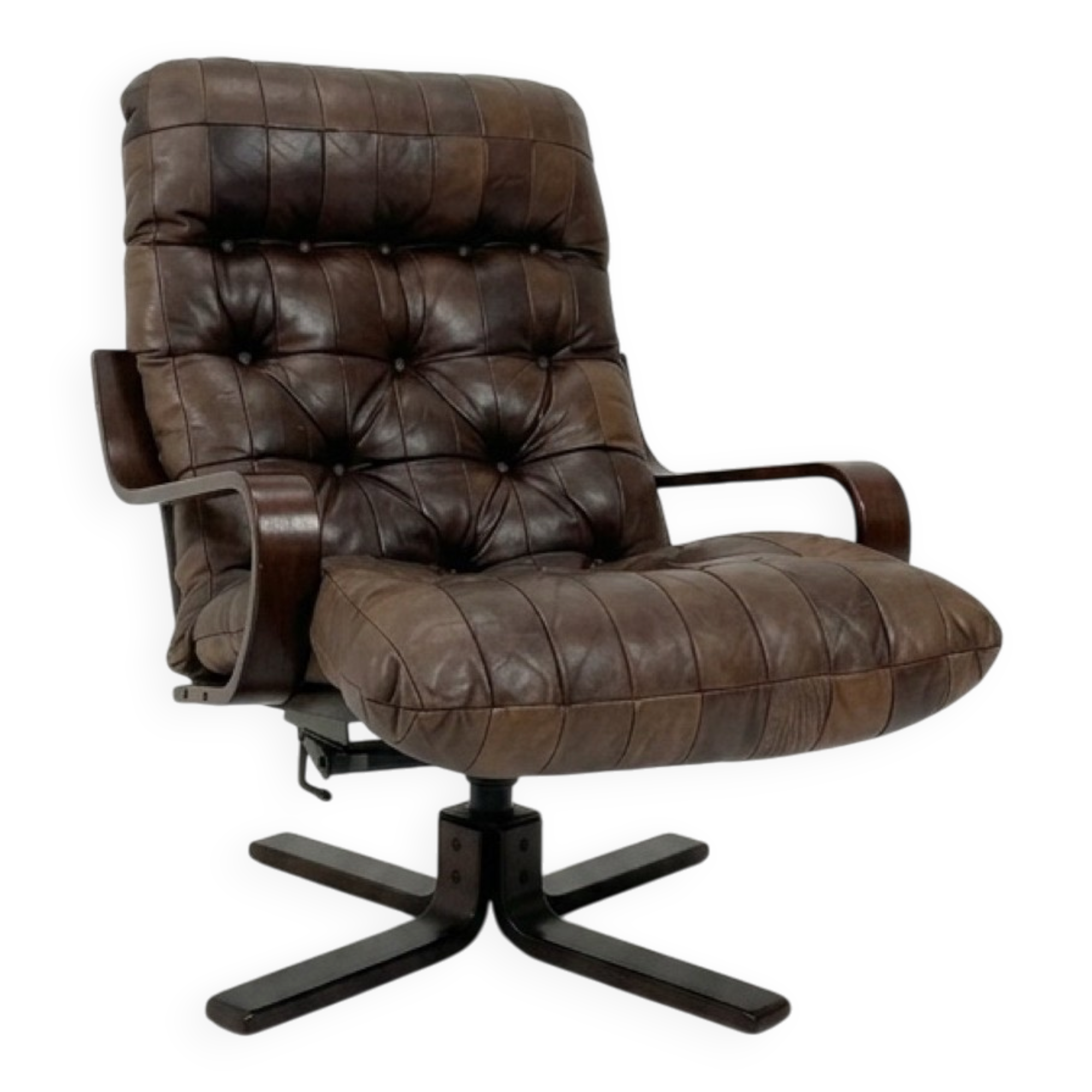 Mid-century leather swivel chair