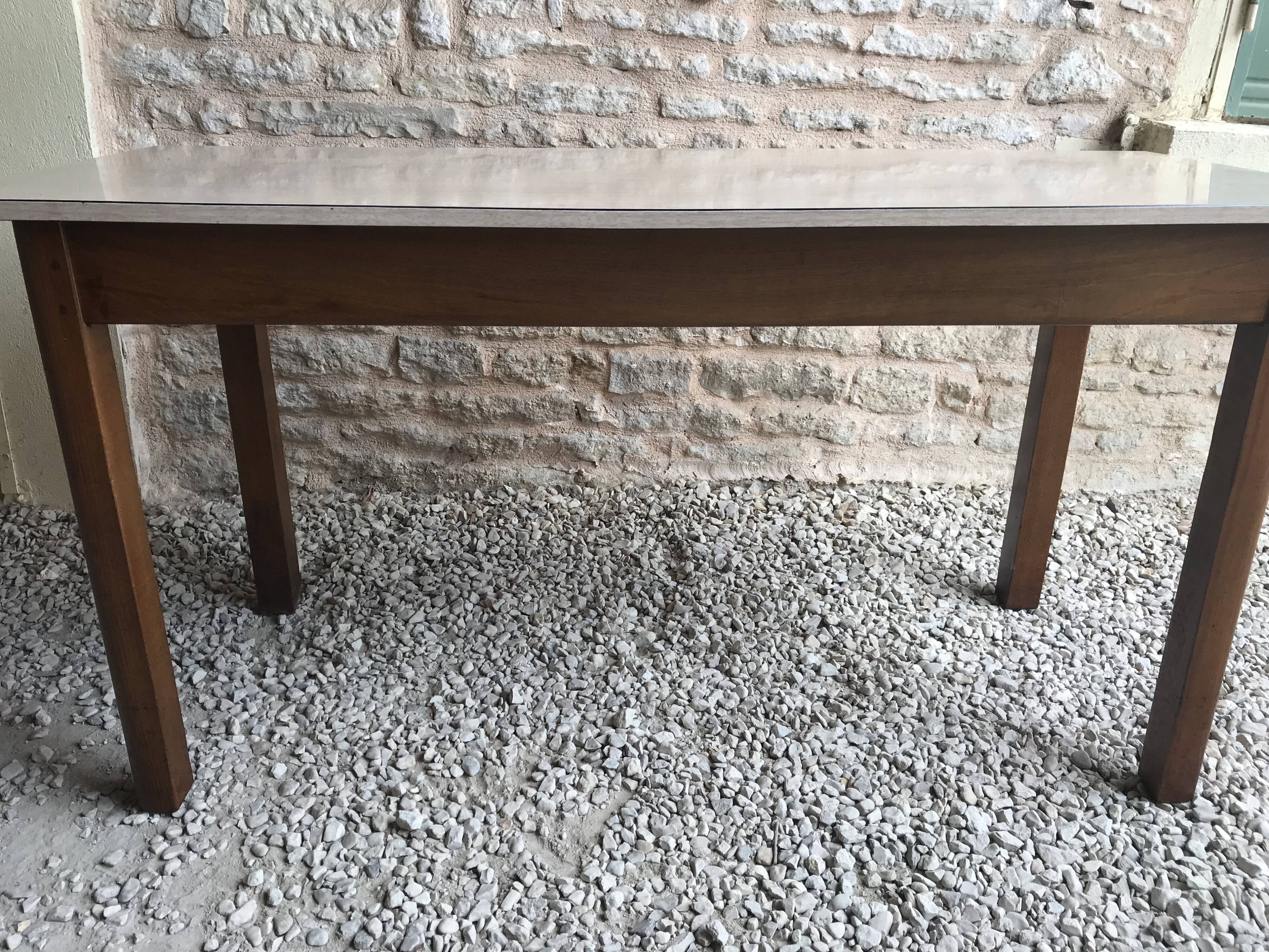 Vintage bistro table half-centuries wood and formica chiné
