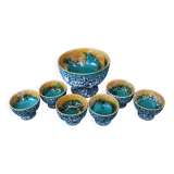 Salad bowl and its 6 Lava Green bowls in Vallauris style.