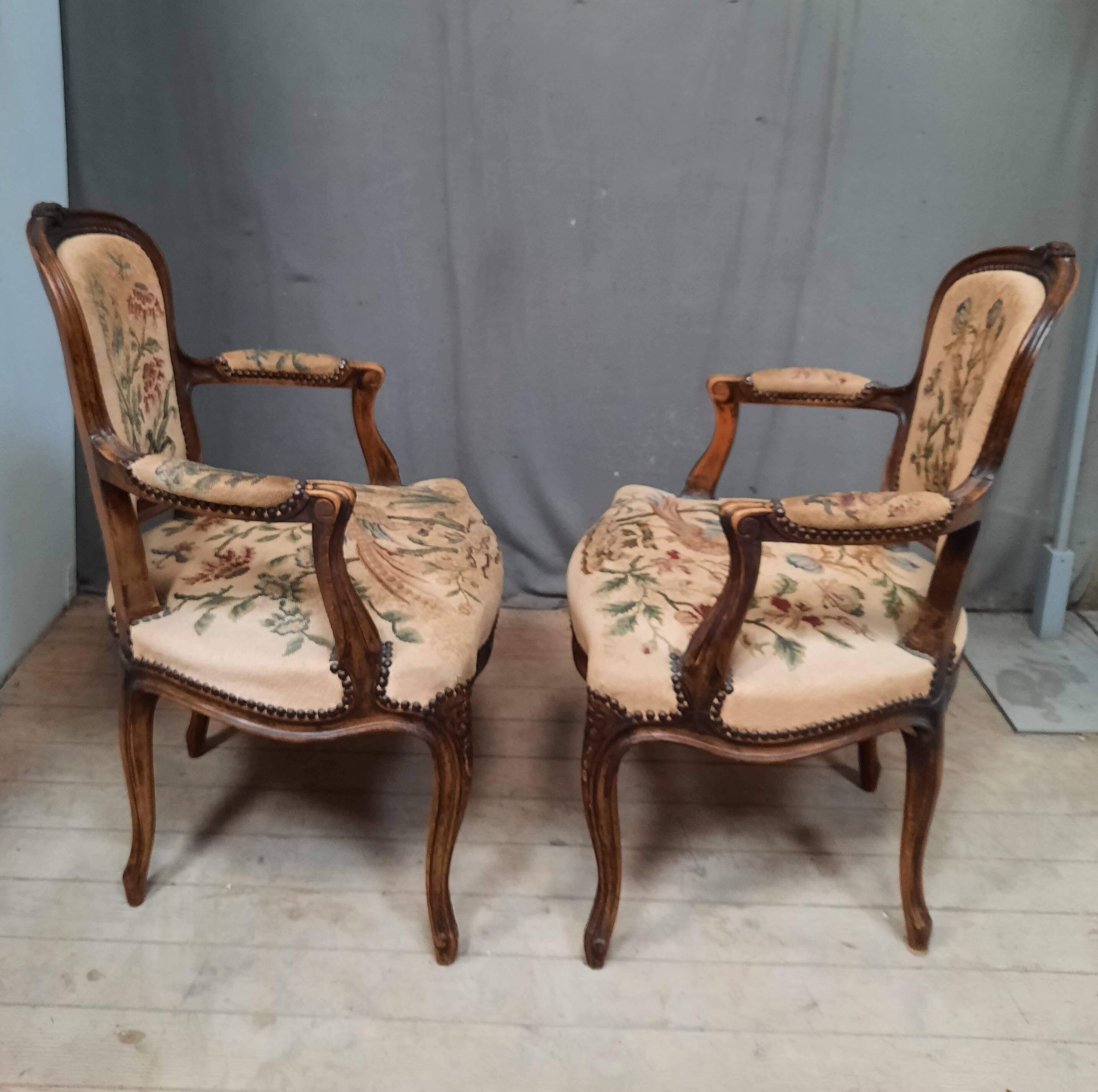 Pair of Louis XV style canriolet