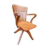 Fauteuil de bureau pivotant année 50 en chêne