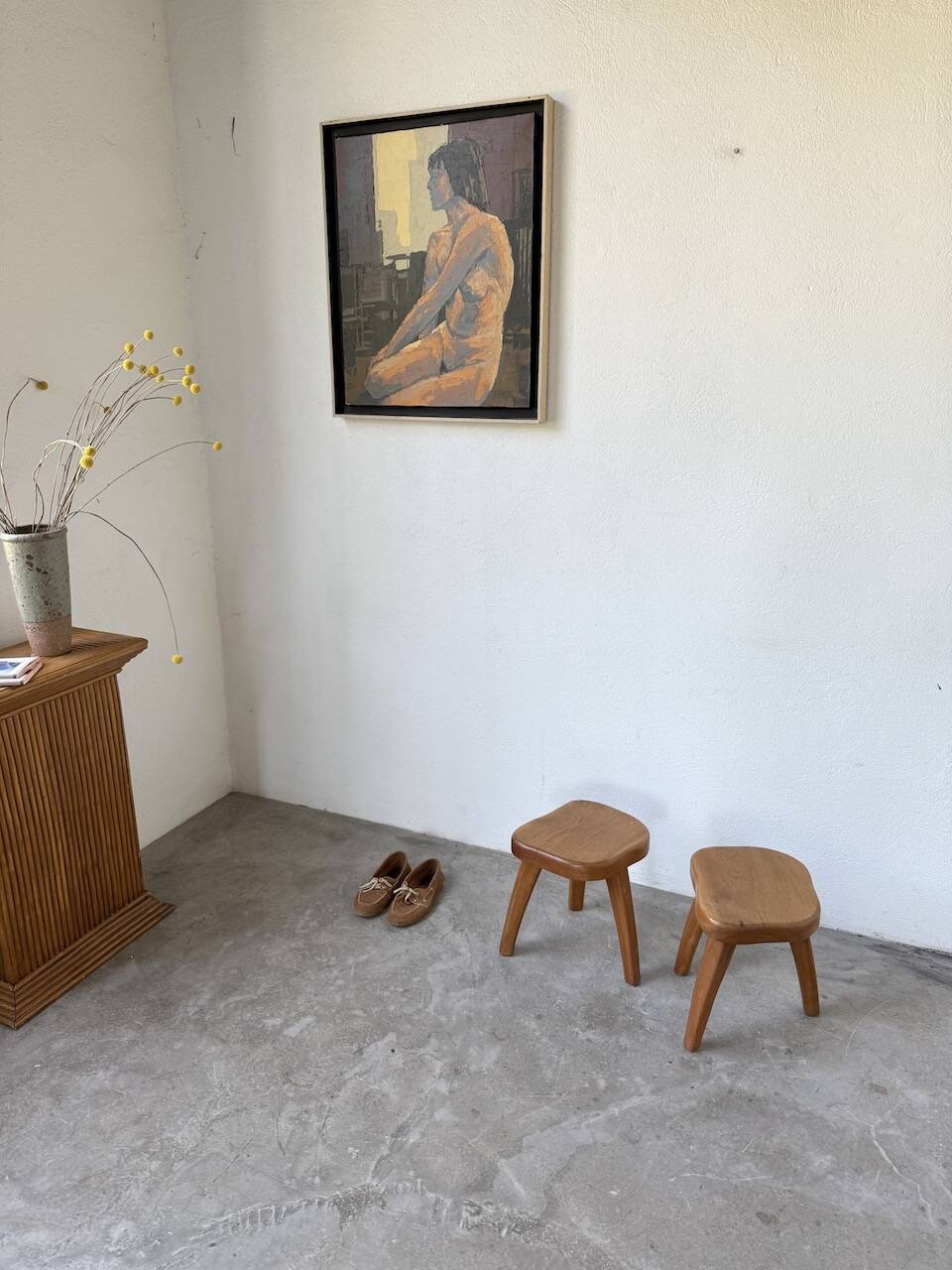 Pair of Henri Bataille oak stools