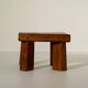 Brutalist Solid Oak Side Table with Wooden Pins, 1960s